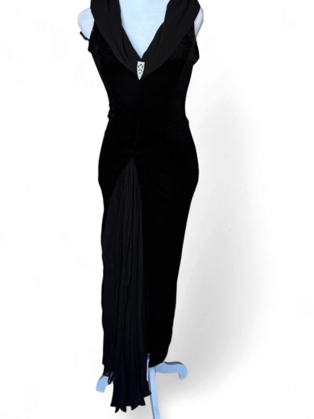 Black Draped Neckline Maxi Dress Like New